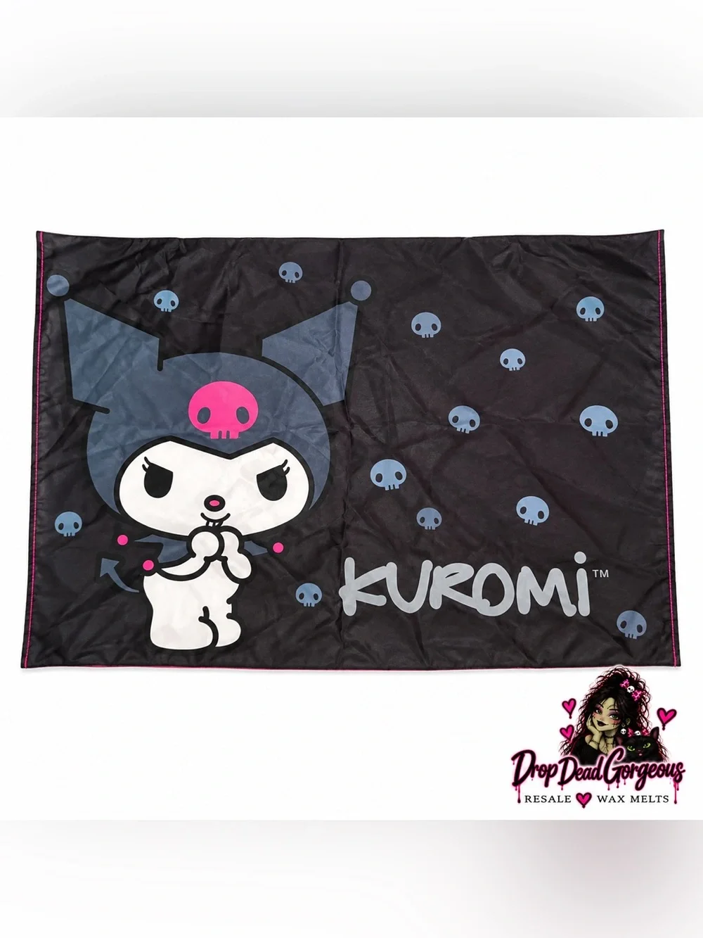 Hello Kitty Kuromi Black, Pink & Gray Character standard pillowcase